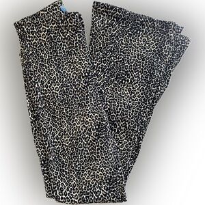 Show Me Your Mumu Blue Tribly Pants Velveteen Leopard Size 28 bell bottoms